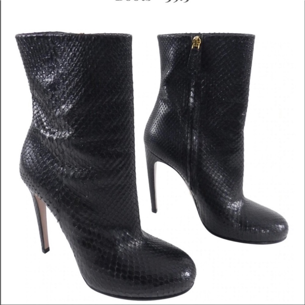 Gucci Black Python Booties Size 38.5 - image 1